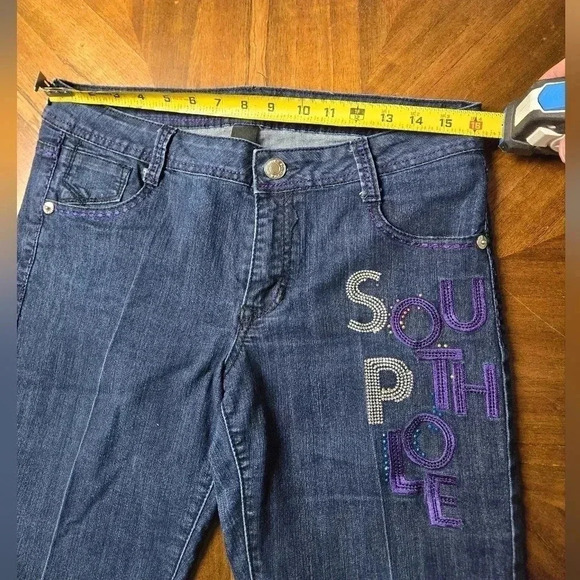 Vintage Y2K Southpole South Pole blue capri pants Women size 13 jean Capri grung - Picture 5 of 7